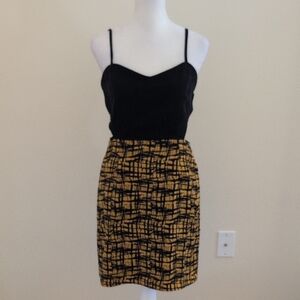 Forever 21 Black and Gold Mini Pencil Dress